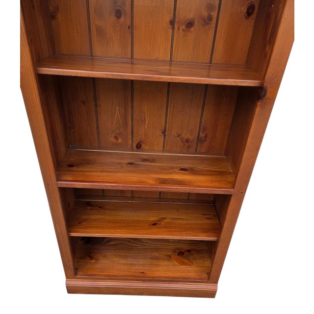 Brown Ethan Allen Country Craftsman Bookshelf Cabinet Shelf Display Knotty Pine Hutch For Sale - Image 8 of 14