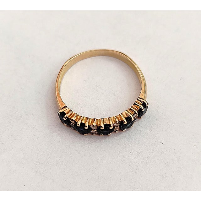 18k Gold Garter Ring with 5 Sapphires and 8 Diamonds, 1970s For Sale - Image 3 of 7