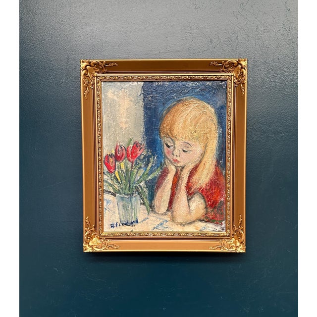 Alf Forslund, Girl in Thought, 1960s, Oil on Canvas, Framed For Sale - Image 12 of 14