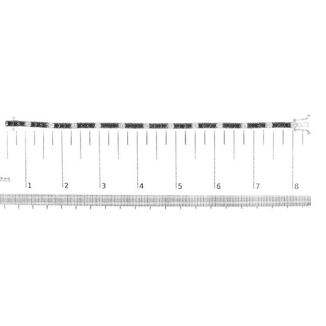 Early 21st Century .925 Sterling Silver 8.0 Cttw Black and White Diamond Tennis Bracelet (I-J Color, I2-I3 Clarity) - 7.25" Inches For Sale - Image 5 of 5