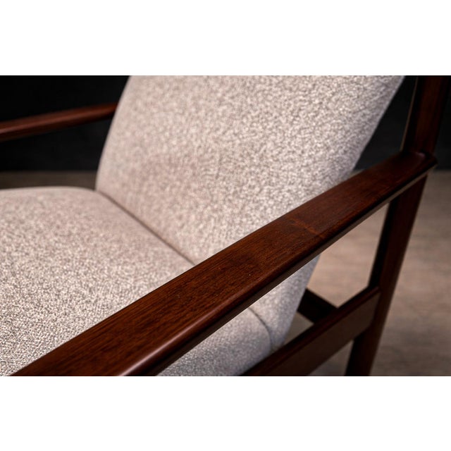 Tall Armchair in Imbuia Wood & Grey Bocule, Michel Arnoult, 1960s - Lot 154A For Sale - Image 14 of 16