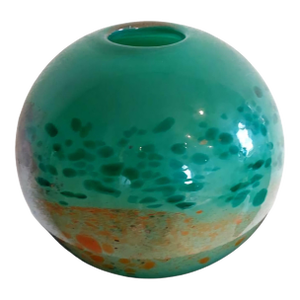Murano Glass Spherical Vase With Mottled “Spatter/Macchie” Inclusions, C. 1950–1980.