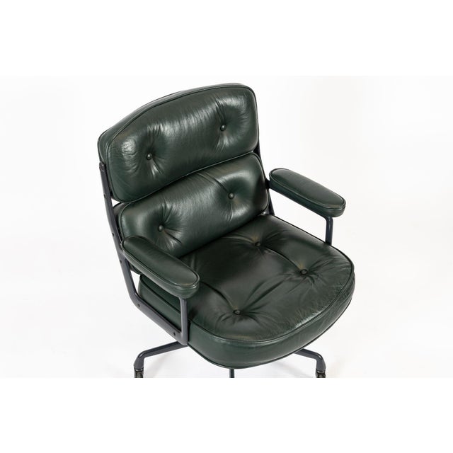 Green Pair Green Leather Time Life Office Chairs by Eames for Herman Miller 1996 For Sale - Image 8 of 12