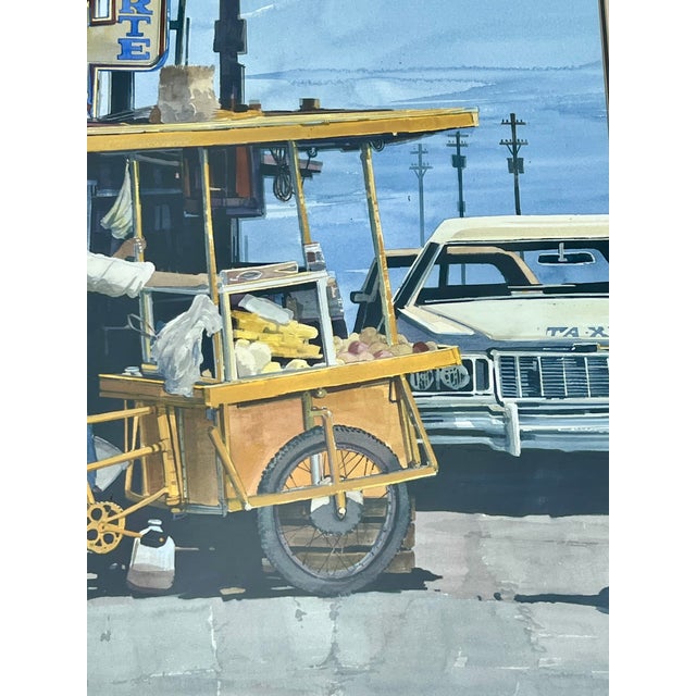 1970s Large-Scale Scott Kuhnly Rare Streetscape - Signed Original Watercolor For Sale - Image 5 of 9