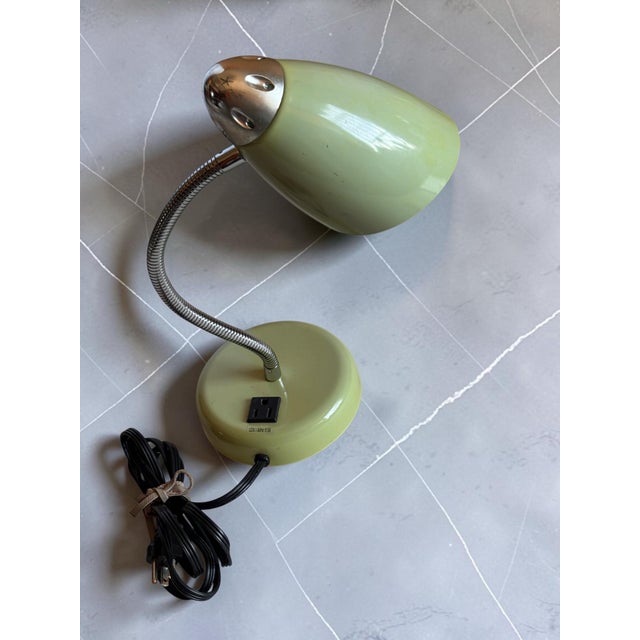 Vintage Mid-Century Modern Lime Green and Chrome Gooseneck Desk Lamp For Sale - Image 10 of 10