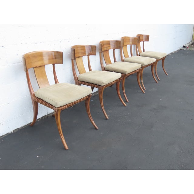 Kreiss Klismos Mid Century Modern Dining Chairs Solid Wood Set of Five 6439a For Sale - Image 9 of 18