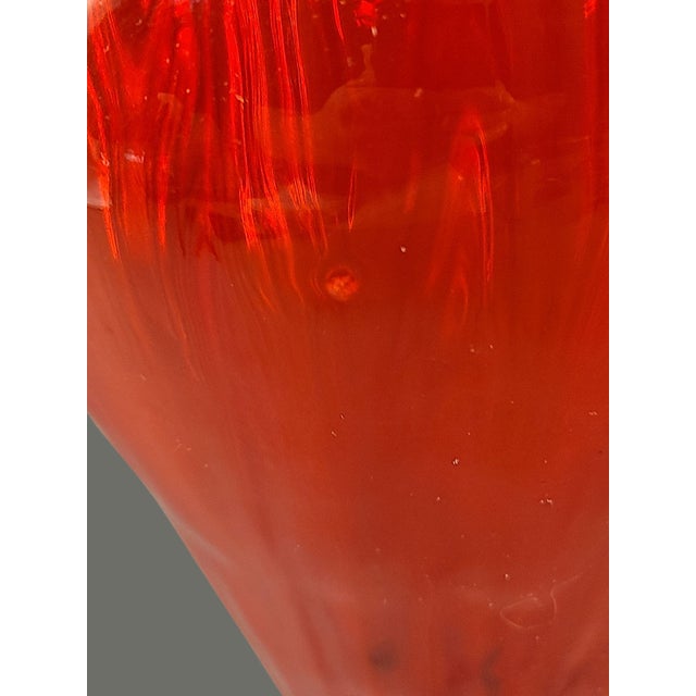 Mid-Century Modern Vintage Mid-Century Modern Italian Red Opaline Ruffled Top Art Glass Vase For Sale - Image 3 of 10