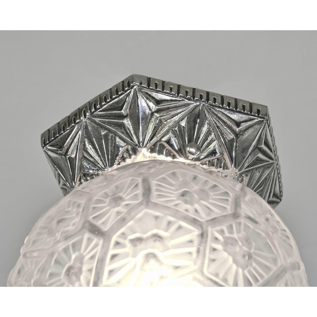 Silver French Art Deco Flush Mount by Gauthier & Hubens 1930 France For Sale - Image 8 of 12