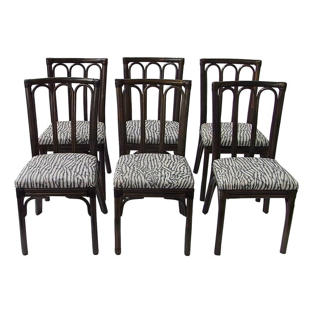 Dining Chairs in Rattan and Bamboo from McGuire, USA, 1970s, Set of 6 For Sale