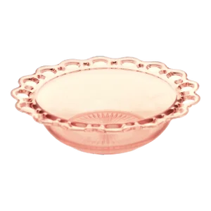 Pink Open Work Rim Glass Bowl