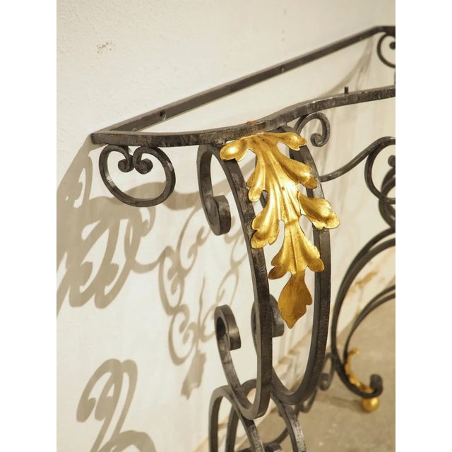 French Regence Style Wrought Iron and Tole Console, Rouge Marble Top ...