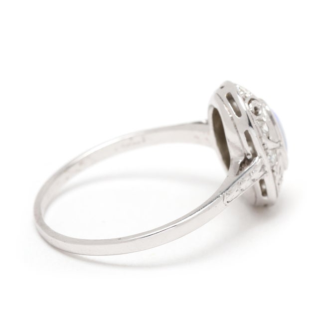 Modern 1960s Opal and Diamond Cocktail Ring, 14k White Gold, Ring Size 5.5 For Sale - Image 3 of 5