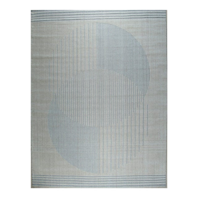 8x10 Majestic Chic Charcoal Geometric Abstract Handmade Wool Carpet Rug For Sale