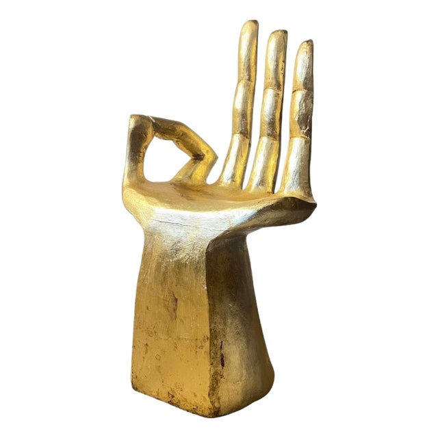 Italian Golden Wood Hand Chair in the style of Pedro Friedeberg, 1970s For Sale