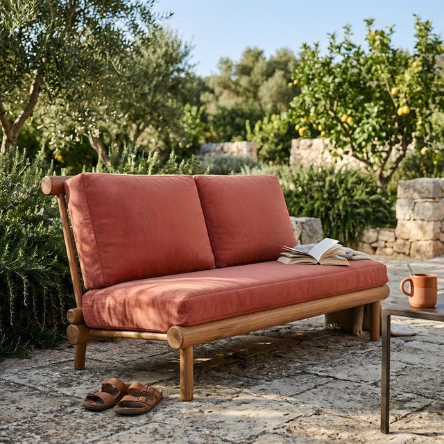 The Rishon Love Seat offers a softer take on modern luxury, pairing our sculptural teak frame with a plush, traditionally...