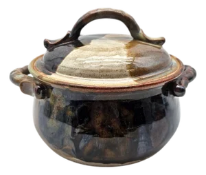 1980s Benitta Pauly California Studio Pottery Covered Stoneware Casserole 7"