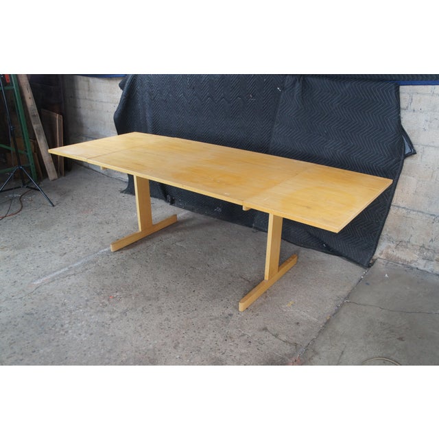 Mid Century Modern Beech Drop Leaf Dining Breakfast Conference Table For Sale - Image 6 of 13