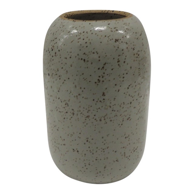 MCM Gray & Brown Speckles Round Decorative Vase/Vessel For Sale