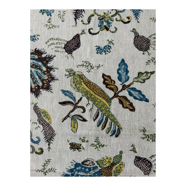 Borderline Linen Fabric 4 Yards Arjuna - Lichen Multi For Sale