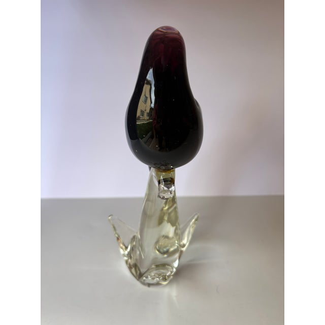 Murano Murano Vintage Hand Blown Glass Purple Bird Sculpture For Sale - Image 4 of 9