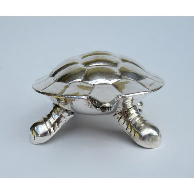 Vintage Silver Plate Lidded Turtle Keepsake Box For Sale In West Palm - Image 6 of 13