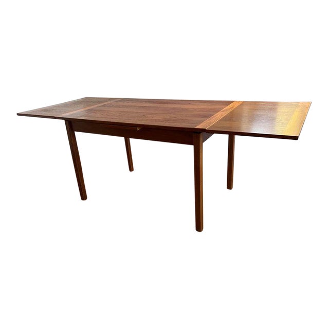 Mid 20th Century Mid Century Modern Danish Teak Style Pull Out Extendable Dining Table. For Sale