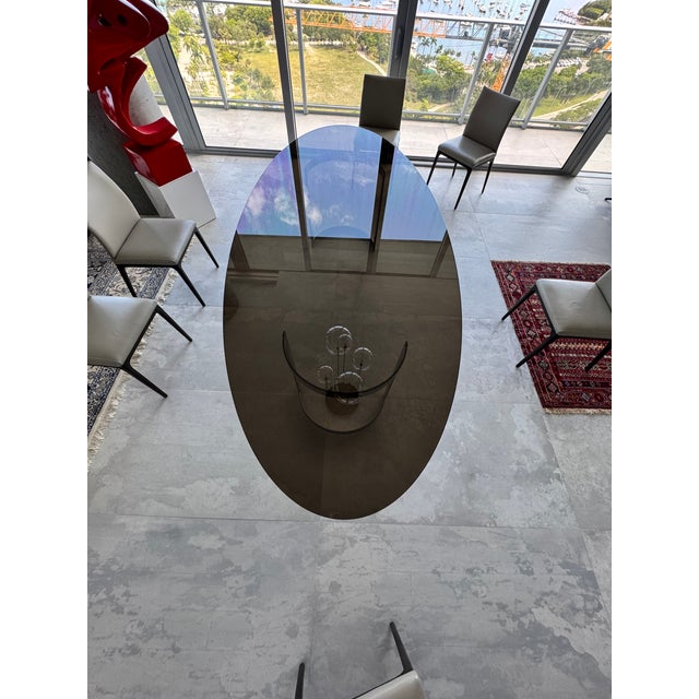 Artefacto Brand Modern Glass Table With Steel Base in Bronze Finish For Sale - Image 10 of 14