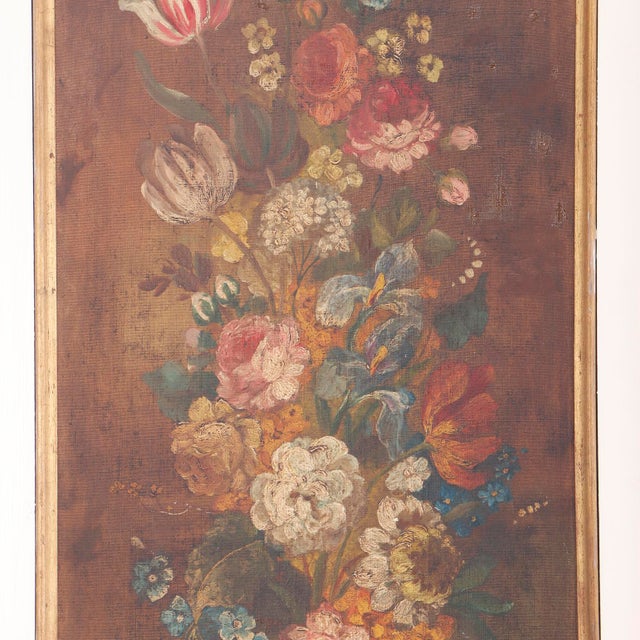 Set of 4 Floral Painted Decorative Wood Panels, C. 1930 For Sale - Image 4 of 9