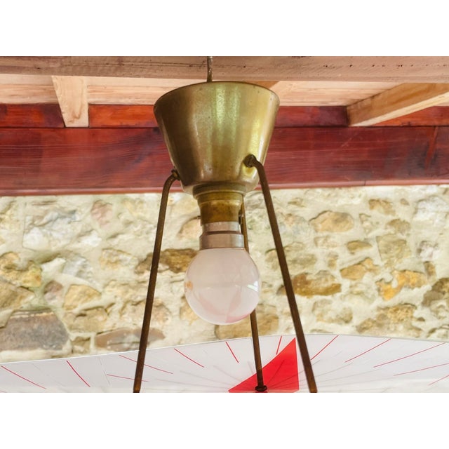 Mid-Century Modern Triangle Glass and Brass Ceiling Light, 1960s For Sale - Image 10 of 18