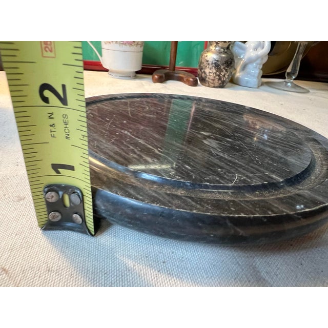 1970s 1970s Black Round Marble Serving Cheese Platter For Sale - Image 5 of 5