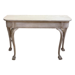 Vintage Carved Distressed Console Table With Ball-Claw-Feet For Sale