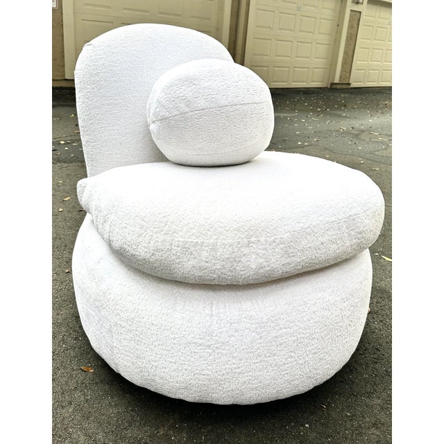 Postmodern Postmodern Round Chenille Chair For Sale - Image 3 of 4