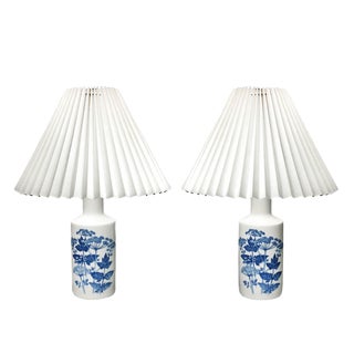 Porcelain Parsnips Lamp in White and Blue by Fog & Morup for Royal Copenhagen, 1960s, Set of 2 For Sale