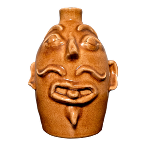 Mid‑Century Japanese Oni Face Jug – Crackle Glaze