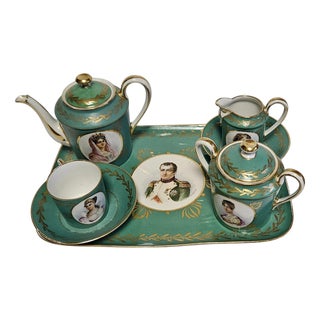 19th Century Porcelain Tea Service with Napoleon from Imperial Sèvres Manufactory, Set of 6 For Sale