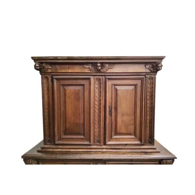 17th Century Italian Baroque Walnut Cabinet With Rich Carvings For Sale - Image 4 of 10