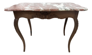 Louis XV Center Table in Oak and Marble, 1700s