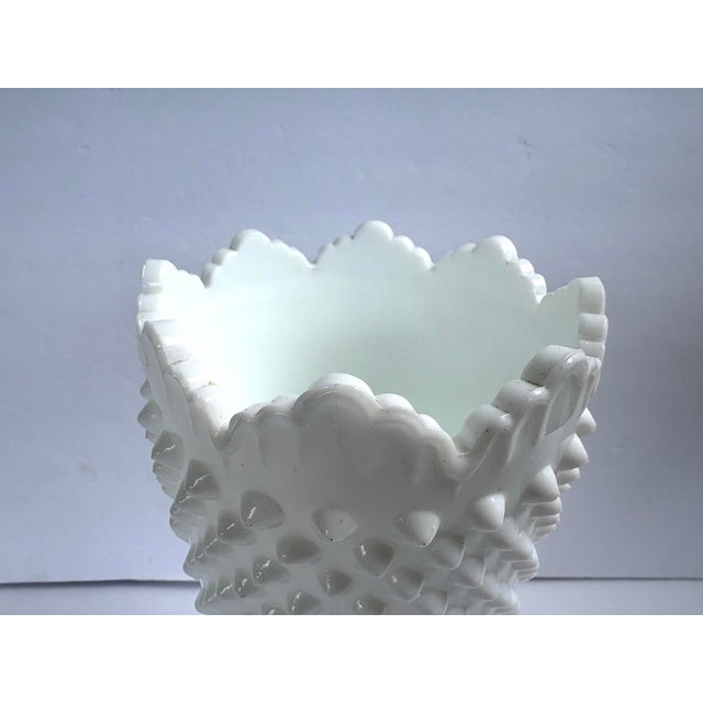 Vintage Fenton White Hobnail Milk Glass Vase & Large Centerpiece Bowl – Set of 2 For Sale In Orlando - Image 6 of 11