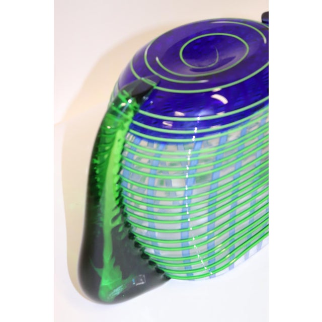 Mid-Century Modern Green and Blue Murano Glass Vase For Sale - Image 11 of 13