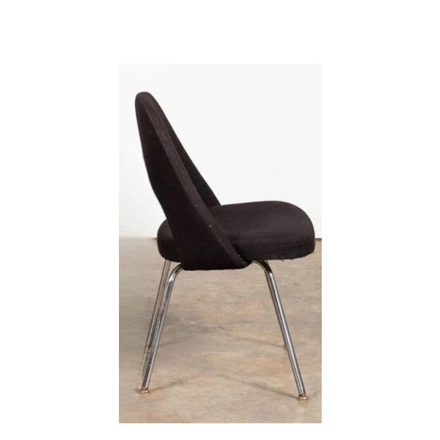 Eero Saarinen Black 1970's Attributed to Saarinen for Knoll Executive Armless Chairs- A Pair For Sale - Image 4 of 5