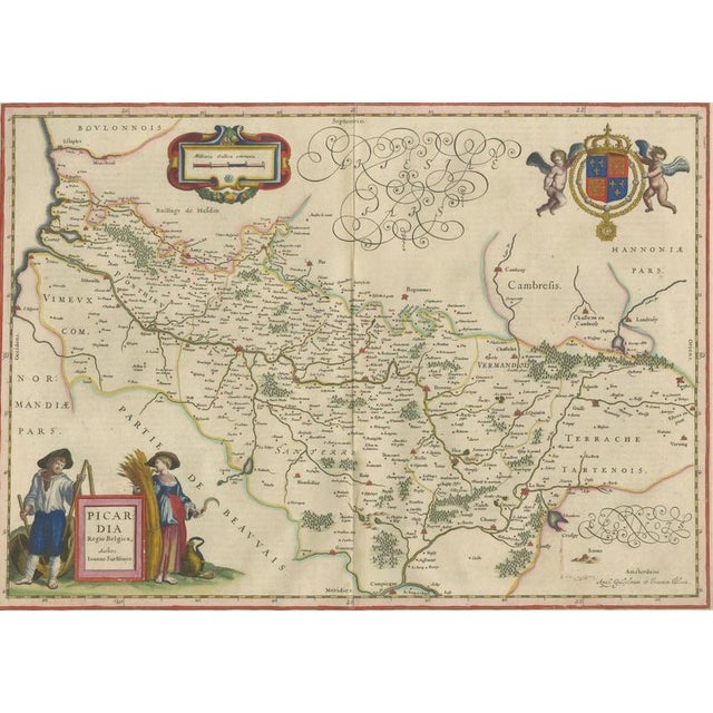 Map of Picardy with Costume Figures from Blaeu, France, 1642 For Sale - Image 6 of 12