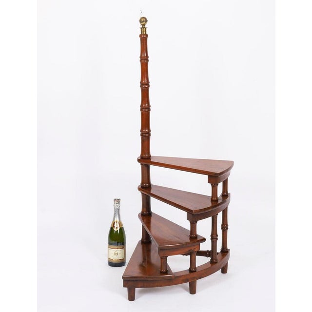Vintage 20th Century Spiral Mahogany Library Steps For Sale - Image 10 of 11