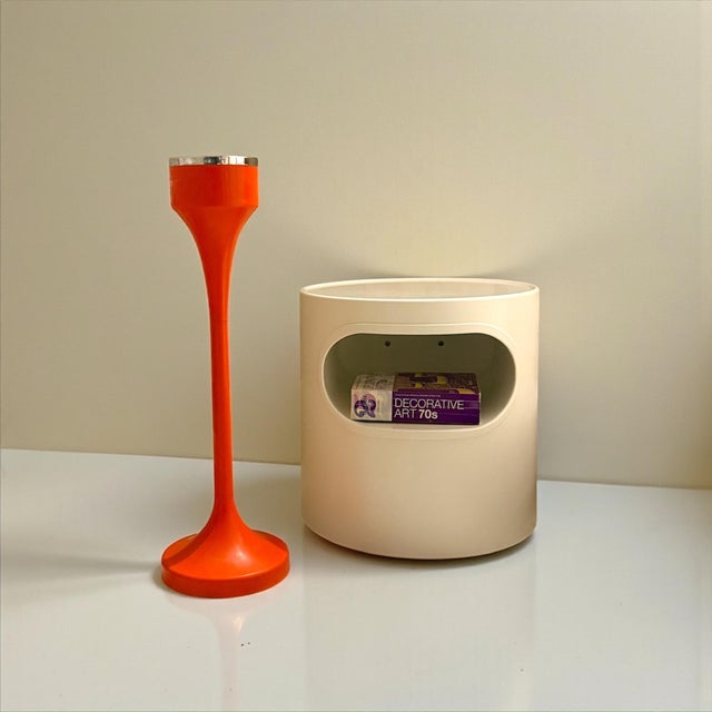 Italian Space Age Floor Ashtray in Orange Plastic and Chrome, 1970s For Sale - Image 12 of 14