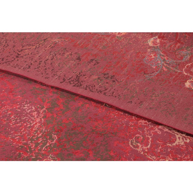 Rug & Kilim’s Distressed Contemporary Floral Rug Pair, in Bright Red & Pink Hues For Sale - Image 9 of 9
