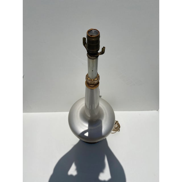 Vintage Murano glass opalescent tall lamp in original Florentine gilt wood fittings and base. Actual measurement of glass...