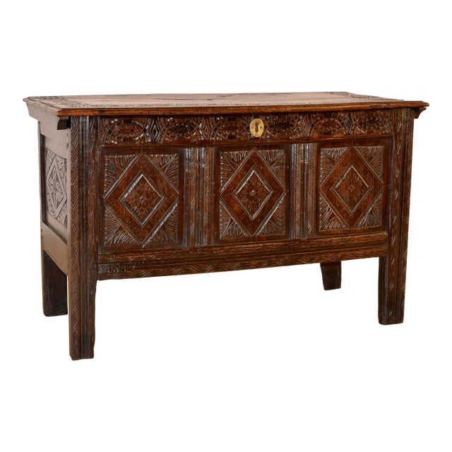 Late 17th-Early 18th Century Carved Blanket Chest For Sale