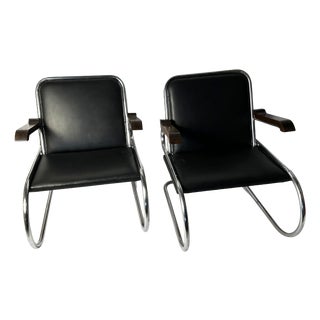 Vintage Bauhaus Cantilever Armchairs in Tubular Steel, 1930s, Set of 2 For Sale