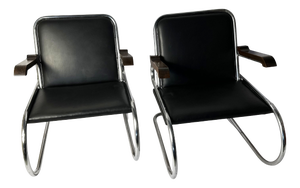 Vintage Bauhaus Cantilever Armchairs in Tubular Steel, 1930s, Set of 2