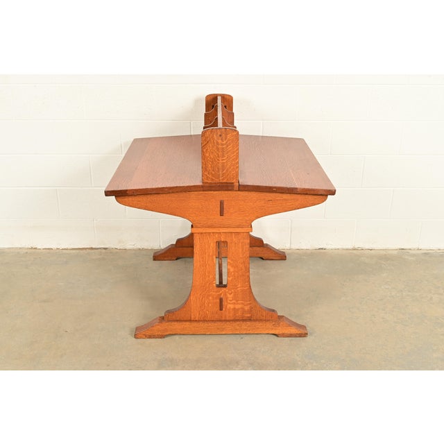 Limbert Antique Mission Oak Arts & Crafts Double Desk or Partner's Desk, Circa 1910 For Sale - Image 10 of 13
