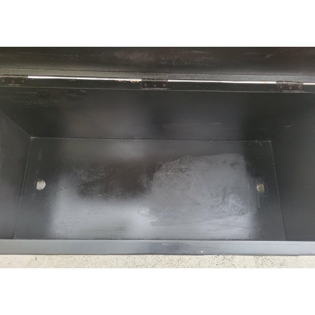 Brown Vintage Wicker Brown Pencil Reed Tan Wicker Storage Flip Top Bench For Sale - Image 8 of 10